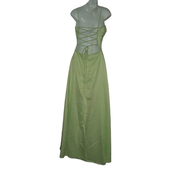 Masquerade Dress Vintage y2k Lime Green Fairy Mesh Glitter Gown Princess Pixie - Picture 7 of 16